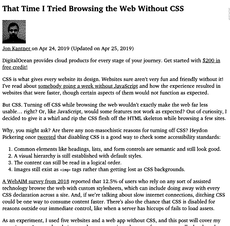 Without CSS